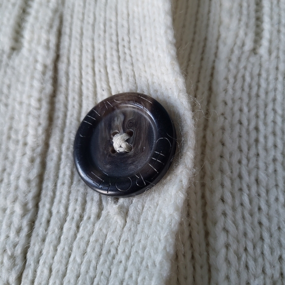Cherokee Off White Long Cardigan Turdle Buttons Woven - Picture 6 of 7